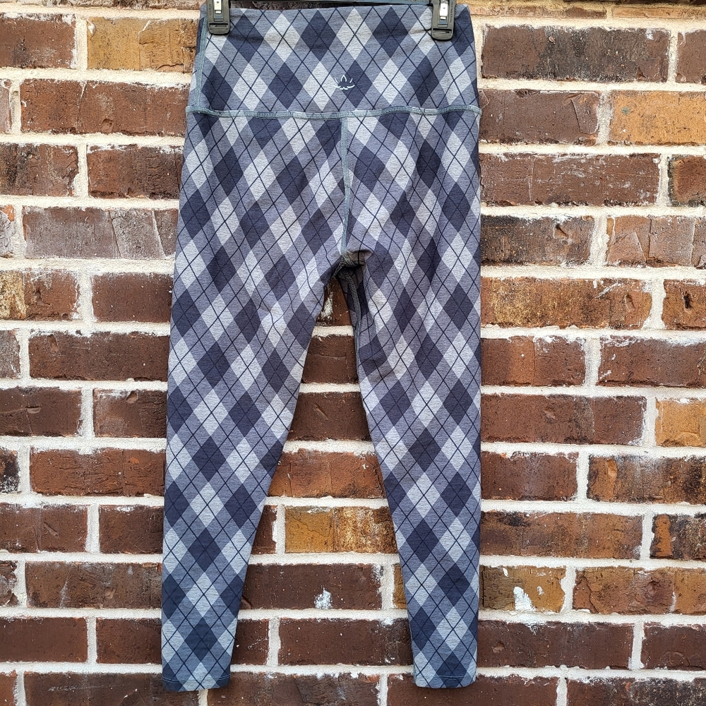 💔Beyond Yoga Womens Leggings High Waisted Plaid Size Large Gray - Picture 4 of 9